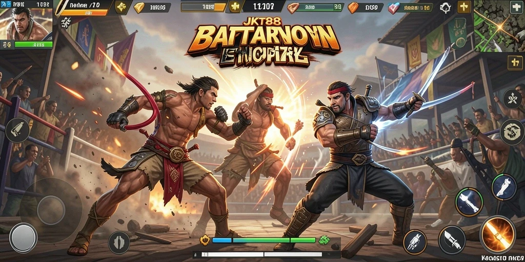 Tangkapan layar JKT88 menampilkan aksi seru dalam pertarungan Battle Royale.
