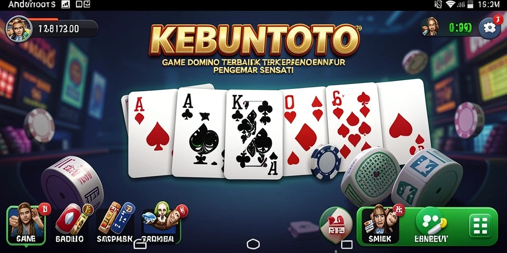 Tampilan gameplay seru KEBUNTOTO dengan kartu Domino.