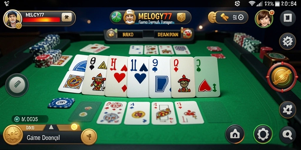 Screenshot gameplay MELODY77 yang menampilkan keseruan permainan Domino.