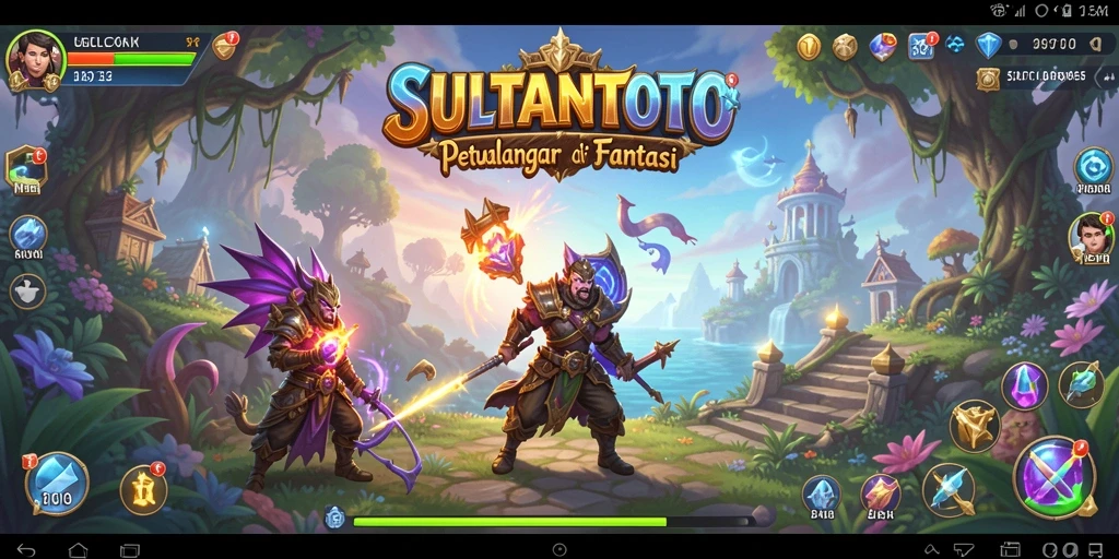 Screenshot SULTANTOTO menampilkan aksi seru dalam petualangan dunia fantasi.